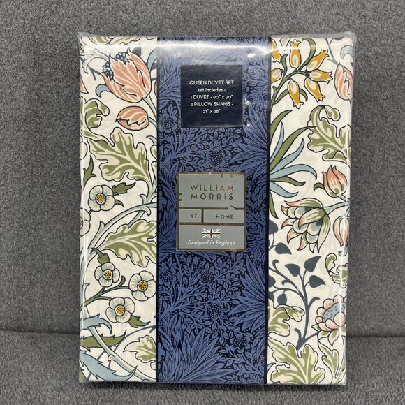William Morris QUEEN Duvet Cover Sham SET 3pc Hyacinth Meadow Summer Botanical - Picture 1 of 14